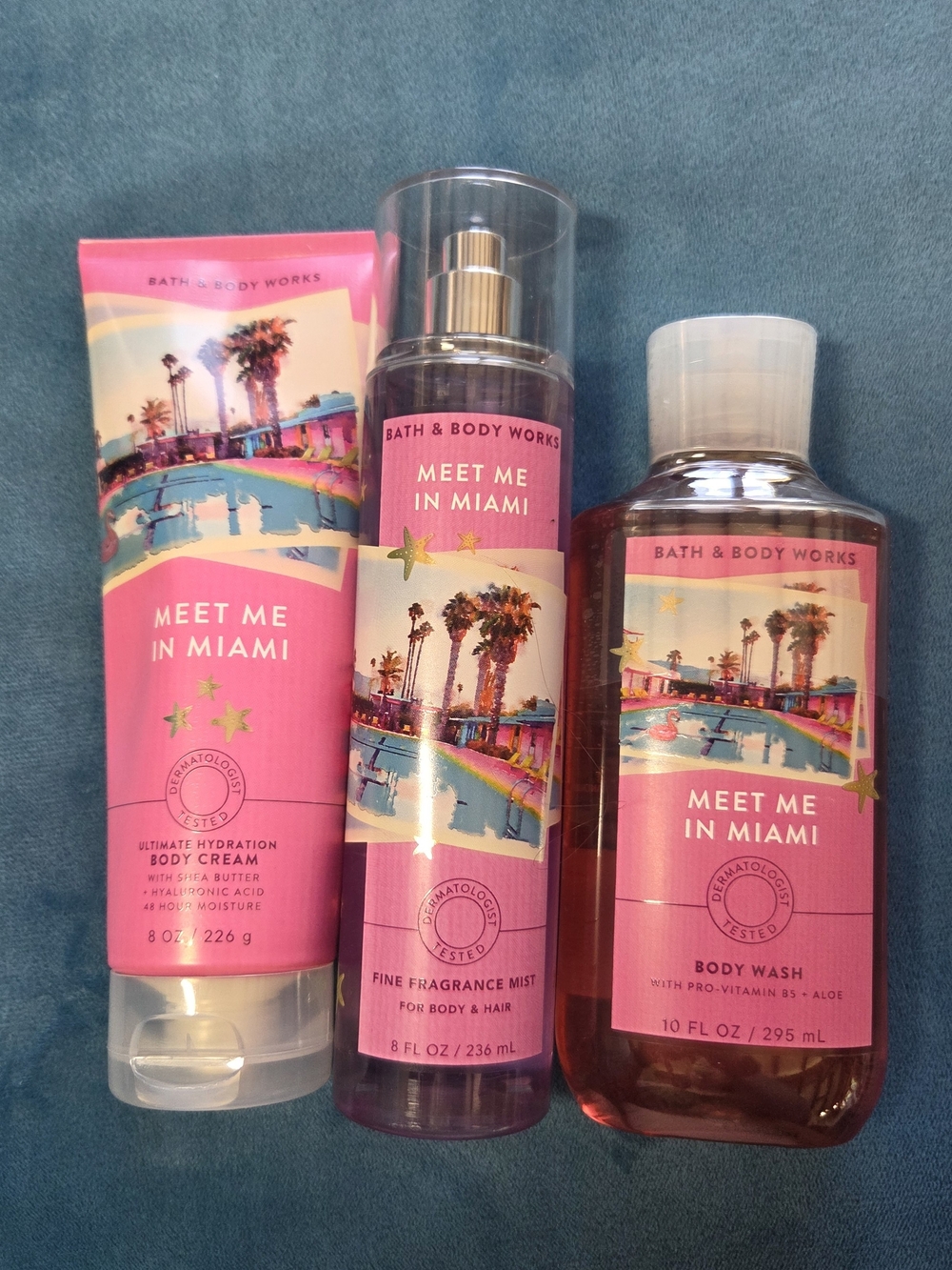 NWT Bath & Body Works Meet Me in Miami Pink Body Care Trio